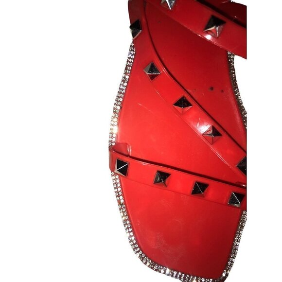 WOMEN’S Red Rhinestone Slides Size 8 1/2 - Picture 9 of 9
